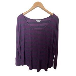 Hard Tail Forever Stripe Dolman Slouchy Top Women’s Sz Small Burgundy Purple